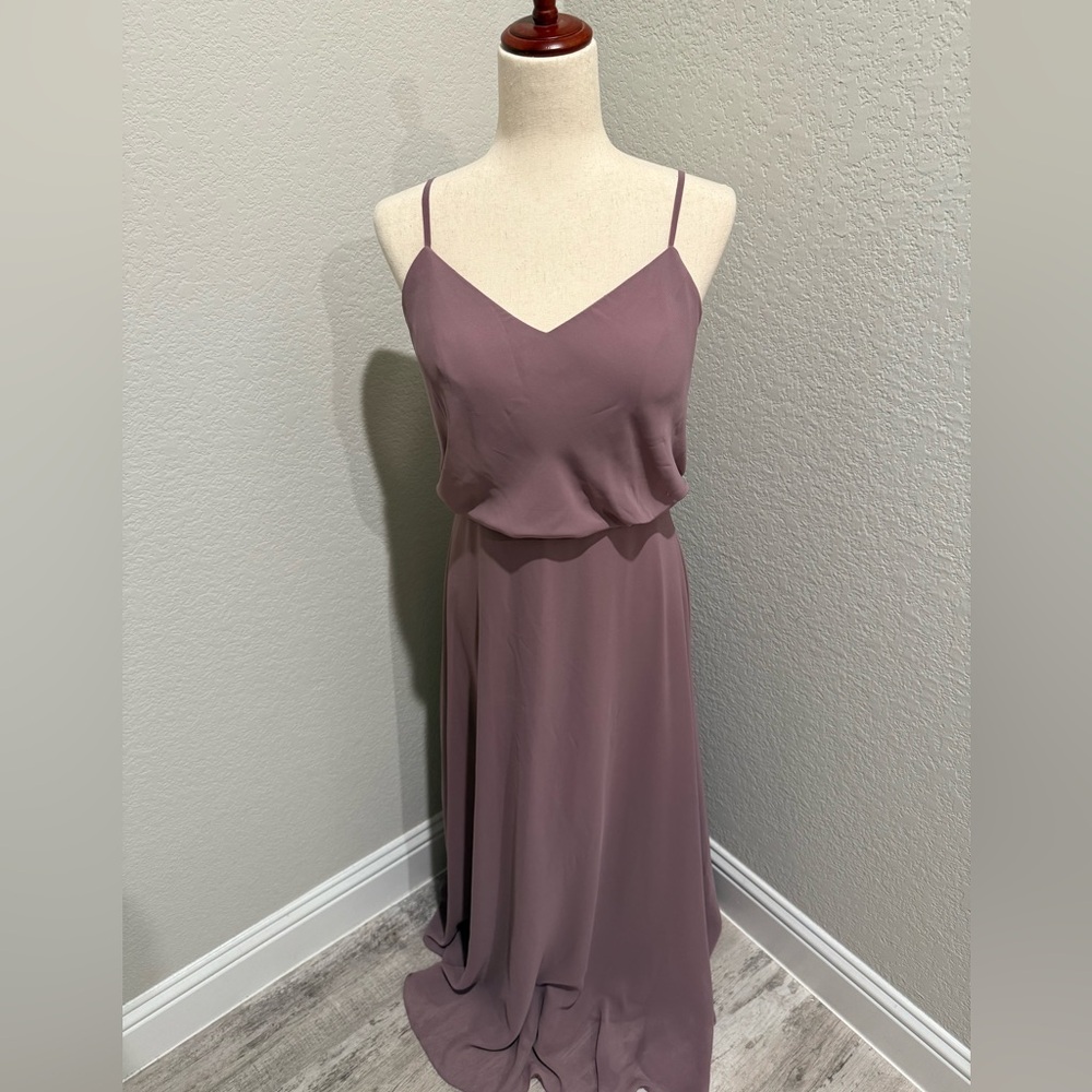 Elegant Birdy Grey Mauve Spaghetti Strap Dress